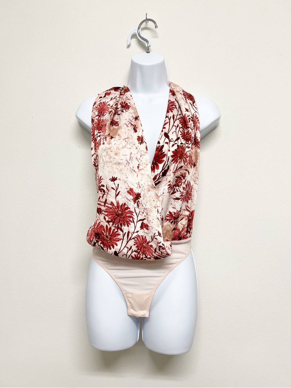Intimately by Free People Romantic Boho Floral Printed Halter Neckline Bodysuit